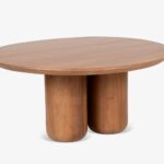 Walnut Finish Round Mango Wood Coffee Table - Image 3
