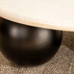 Mango Wood and Marble Round Coffee Table - Image 3