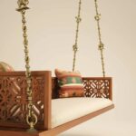 Solid Wood Swing with Traditional Brass Animal Motif Chain Links - Image 6