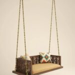 Indian Jhula in Walnut Finished Solid Wood & Brass Chain - Image 2