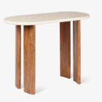 Handcrafted Travertine Marble and Sheesham Wooden Console - Image 2