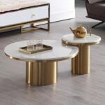 Antique White Design Marble Coffee Table - Image 2