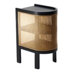 Antique Wood & Cane Bedside Table - Black Finish - Image 4