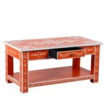 Wooden Wooden Handpainted Coffee Table - Image 4