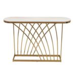 Wooden Artistic Metal & White Marble Design Console Table - Image 3