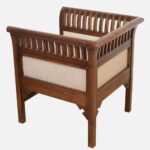 Mango Wood 1 Seater Sofa in Walnut Colour - Image 2