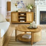 Cane Wooden Round Coffee Table Furniture - Image 2