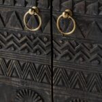 Wooden Carved Mango Wood Bed Side - Image 5