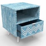 Handcrafted Blue Bedside Table 1 Drawer - Image 4