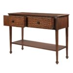 Handcrafted Wooden 2 Drawwer Natural Finish Console Table - Image 3