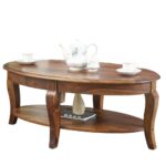 Falk Oval Coffee Table Teak Finish - Image 2