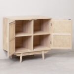 Wooden Cane 2 Door Natural Finish Sideboard Furniture - Image 4