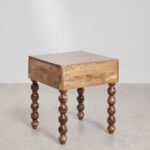 Handcrafted Wooden Bedside Table Natural Finish - Image 4