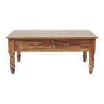 Two Drawer Coffee Table Teak Finish - Image 6