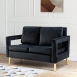 Wooden Artistic Velvet Square Arm Loveseat - Image 4