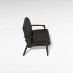 Wooden Black Leather Sofa - Image 4