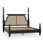 King Solid Wood Rattan Poster Bed - Image 3