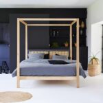 Solid Wood Rattan 4 Poster Bed
