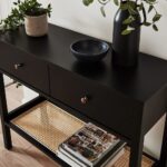 Black Two Drawer Wooden Console - Image 5