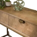 Indian Console Hallway Table Oak & Gold Brown - Image 2