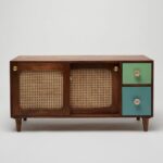 Rattan Solid Wood TV Cabinet - Image 2