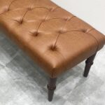 Wooden Artistic Faux Leather Bench - Image 5