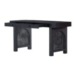 Wooden Solid Mango Wood & Rattan Desk - Image 2