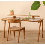 Wooden Artistic Solid Teak Wood Study Table - Image 3