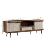 Handcrafted Wooden Cane Tv Cabinet – Brown Finish - Image 6