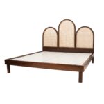 Handcrafted Wooden Cane Headboard Bed Natural Finish - Image 3