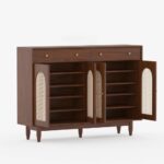 Wooden 2-Door Storage Sideboard with Cane 2 Drawer - Image 4