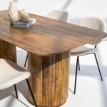 Emory Round Legs Long Wood Dining Table - Image 6