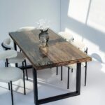 Railway Wood with Glass Top Dining Table