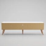 Wooden Modern Fluted TV Stand with Sliding Doors - Image 5
