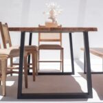 Theresa Dark Acacia Dining Table With Metal Legs - Image 4