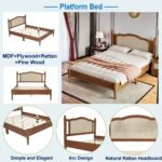 Wooden Platform Bed With Natural Headboard And Design - Image 4