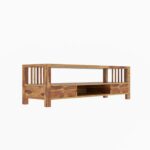 Modern Aesthetic Light Finished Wooden Handmade TV Stand - Image 5