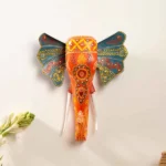 Orange Handpainted Elephant Wall Decor