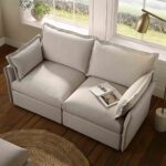 Byron Pillow Edge Beige Fabric Sectional Sofa, 2-Seater - Image 3
