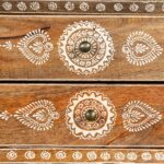 Wooden Handpainted Side Table Natural - Image 5