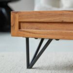 Handcrafted Solid Wood & Metal Legs Coffee Table Furniture - Image 5