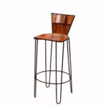 Iron Handmade Long Heighted Wooden Bar Chair - Image 2