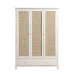 Sale Frances Rattan Triple Closet with 2 Drawers, White - Image 4