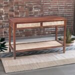 Wooden Artistic Wood Console Table with Drawers - Image 3
