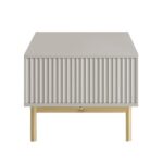 Rajasthani White Solid Wood Coffee Table With Drawer- Taupe Finish - Image 7