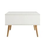 Rajasthani White Solid Wood Rattan Coffee Table - Image 7