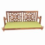 Fusion Flowered Carved Back Handmade Wooden Swing for Home [Jhula] - Image 5