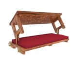 Vintage Carved Back Designed Red Upholstery Handmade Swing for Home [Jhula] - Image 5