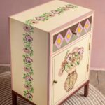 Jodhpuri Hand Painted Mango Wood Bedside Table with Drawers - Image 2