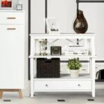 Handcrafted Mango Wood White Storage Console Table - Image 2
